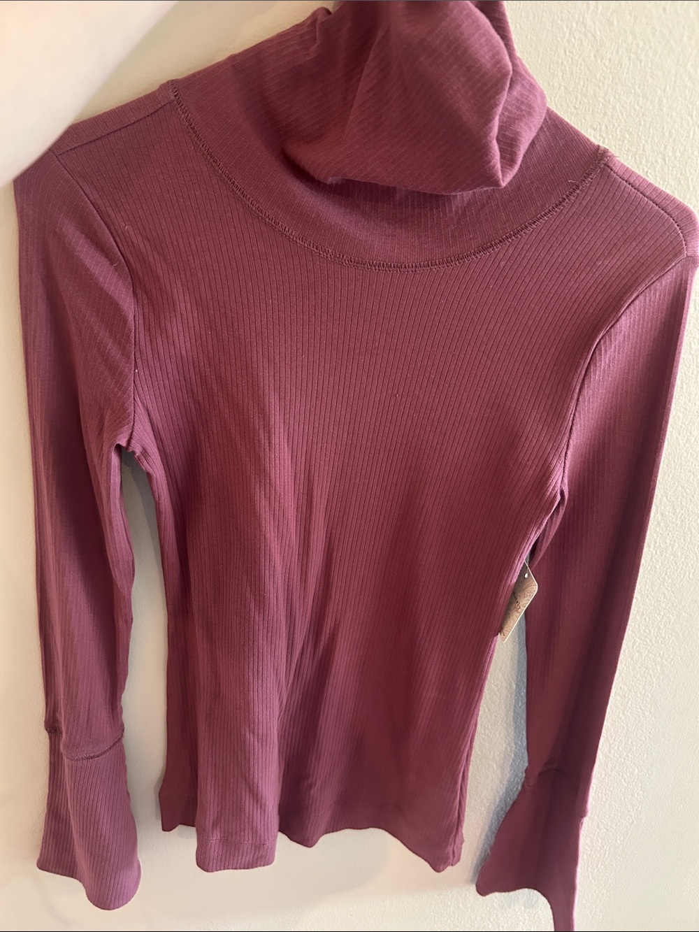 Ribbed Free People Long Sleeve Turtleneck - Dusty Plum *NWT